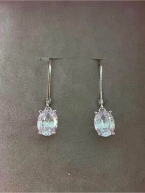 Sterling Silver & Cubic Zirconia Hoop Huggie Oval Earrings